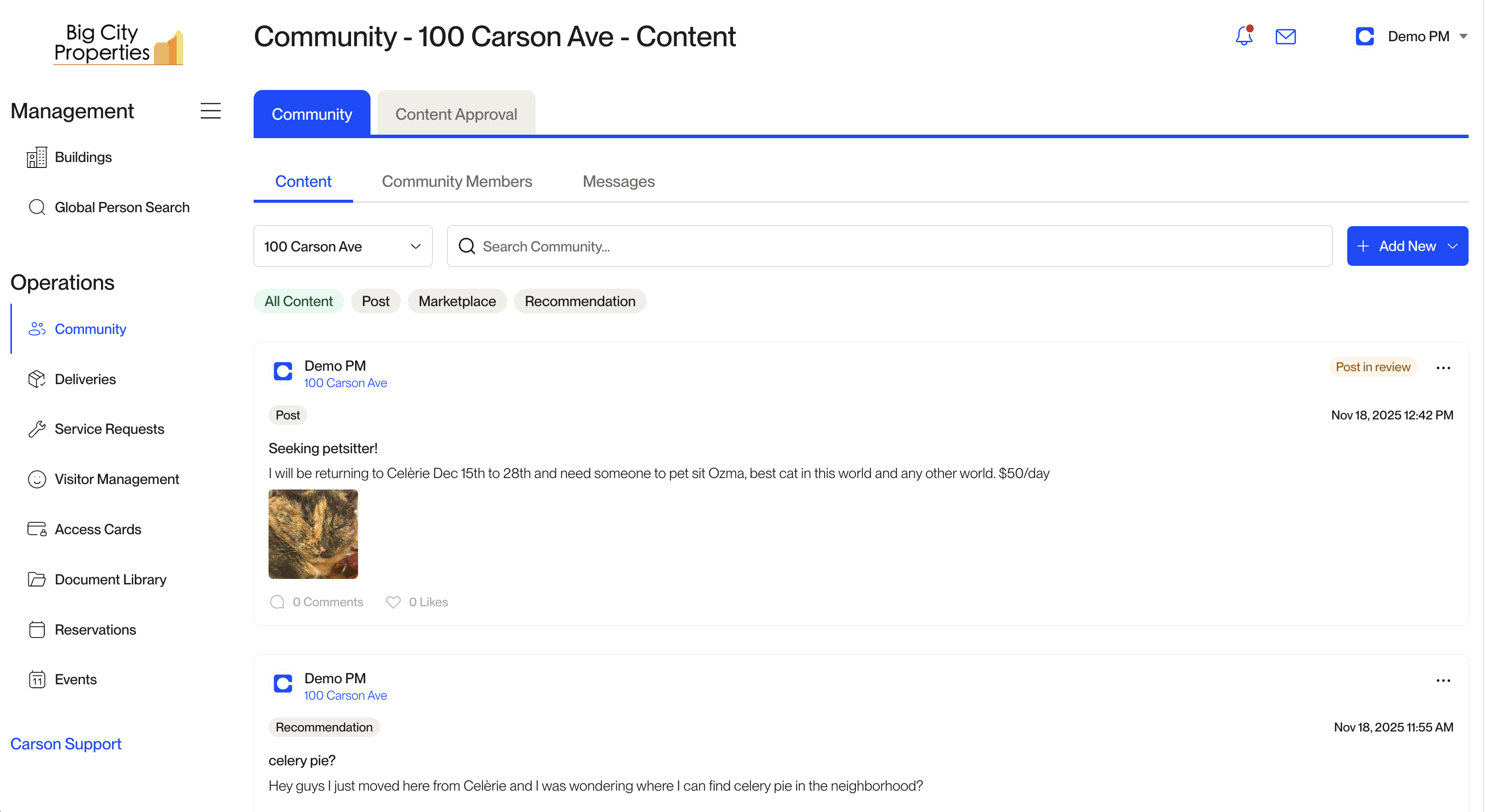 Viewing and Posting to the social Community feed – Carson Living