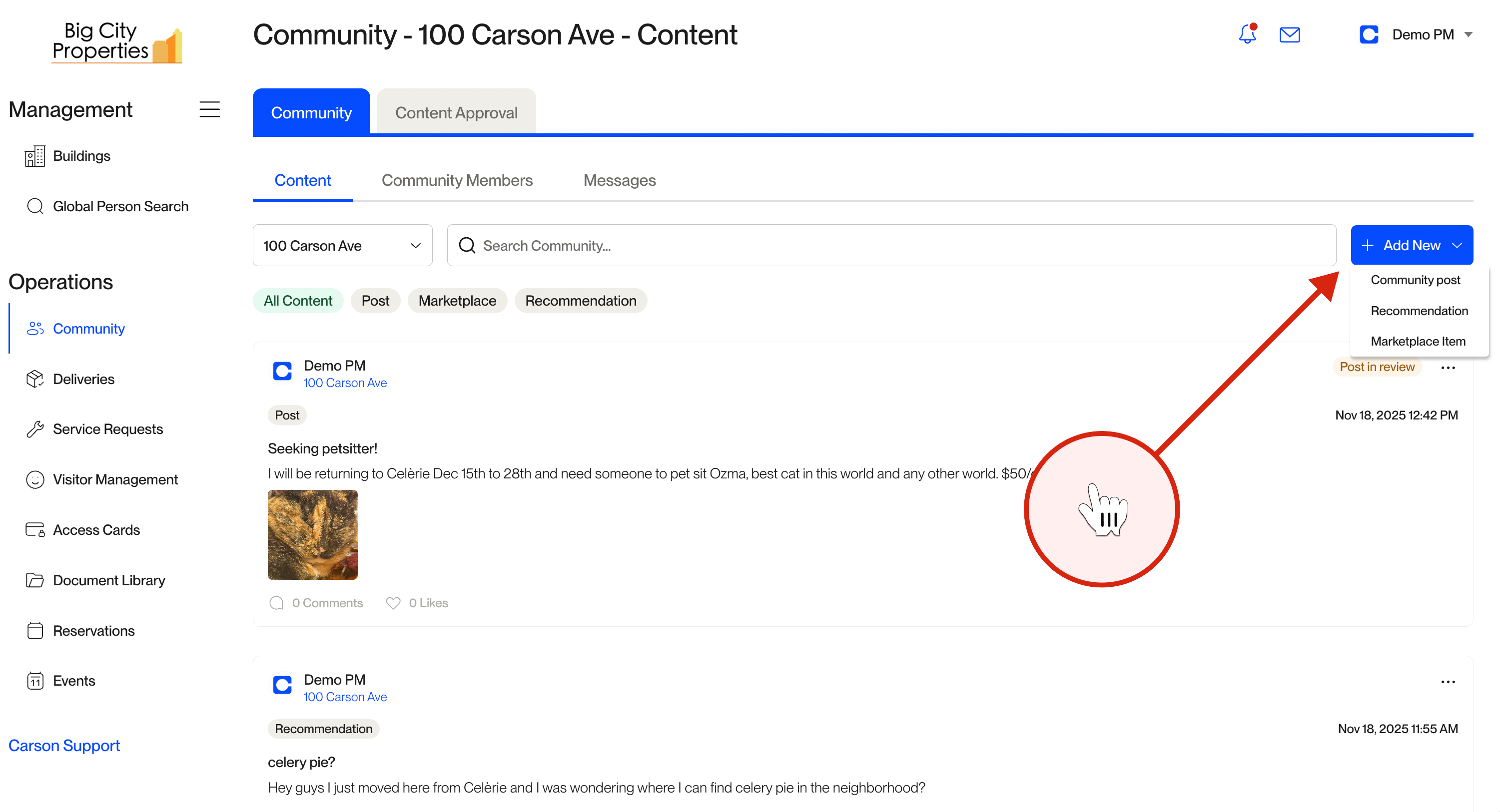 Viewing and Posting to the social Community feed – Carson Living